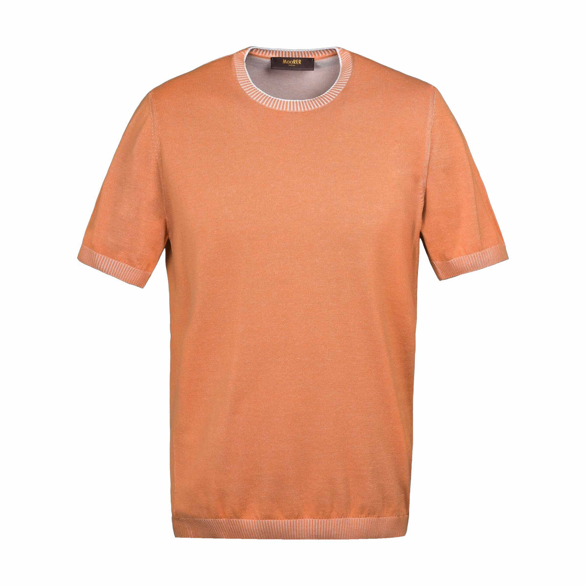 Moorer - Orange 'Jude' Cotton Knitted Tshirt TEE SHIRTS MooRER