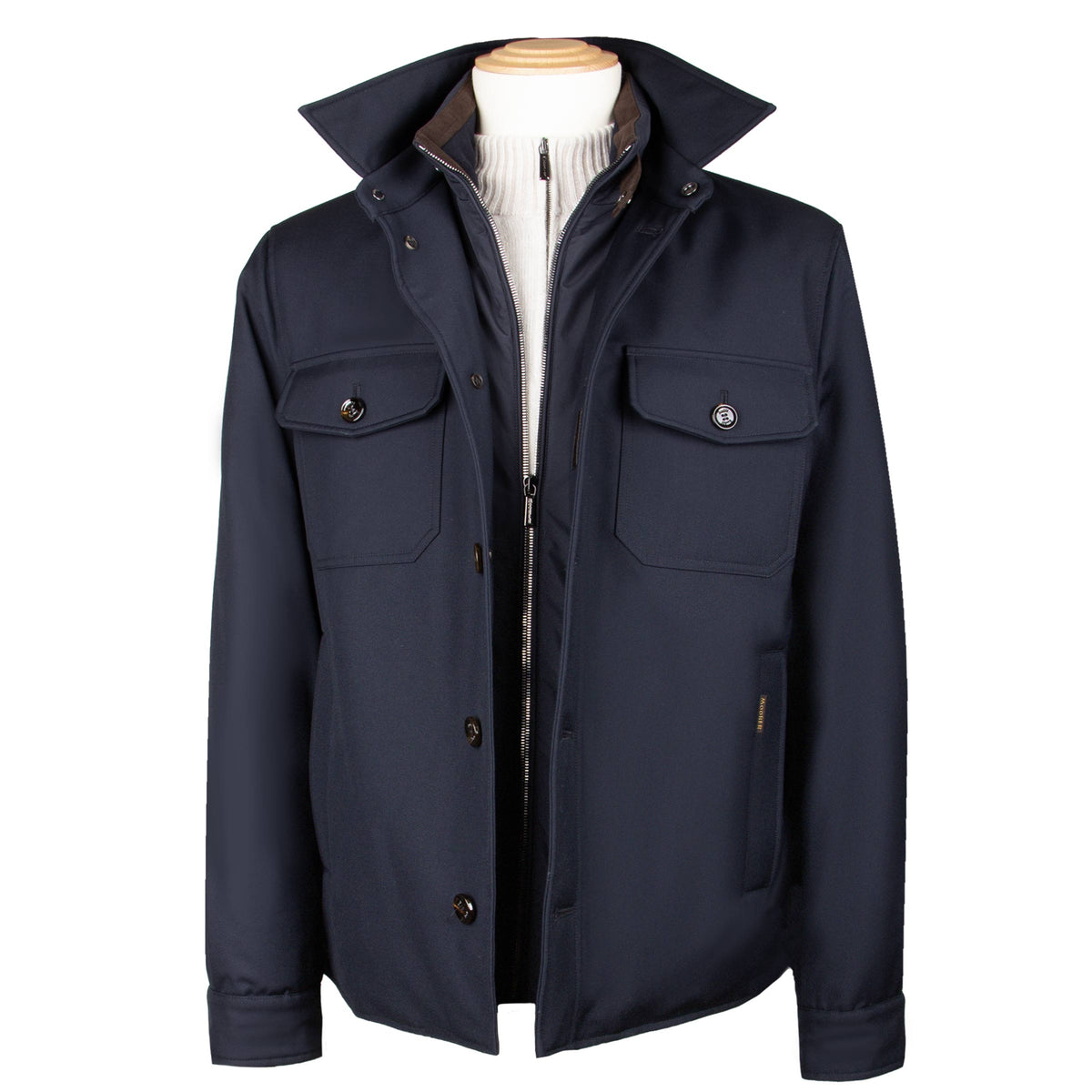 Moorer - Navy Blue 'Dasson' Waterproof Down Overshirt BLOUSONS MooRER