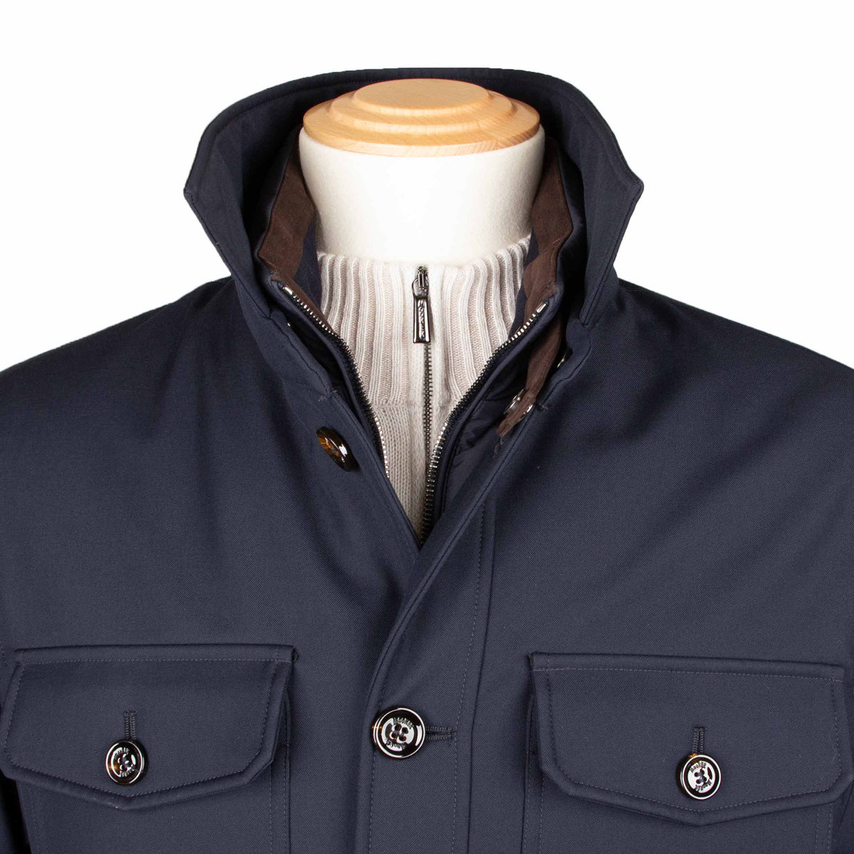 Moorer - Navy Blue 'Dasson' Waterproof Down Overshirt BLOUSONS MooRER