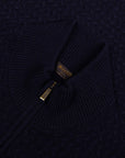 Moorer - Navy ‘Terni’ Knit Zip Neck Cashmere and Silk Sweater KNITWEAR MooRER