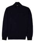 Moorer - Navy ‘Terni’ Knit Zip Neck Cashmere and Silk Sweater KNITWEAR MooRER