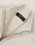 Moorer - Oatmeal ‘Fedro’ Knit Zip Neck Virgin Wool Sweater KNITWEAR MooRER