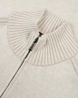 Moorer - Oatmeal ‘Fedro’ Knit Zip Neck Virgin Wool Sweater KNITWEAR MooRER