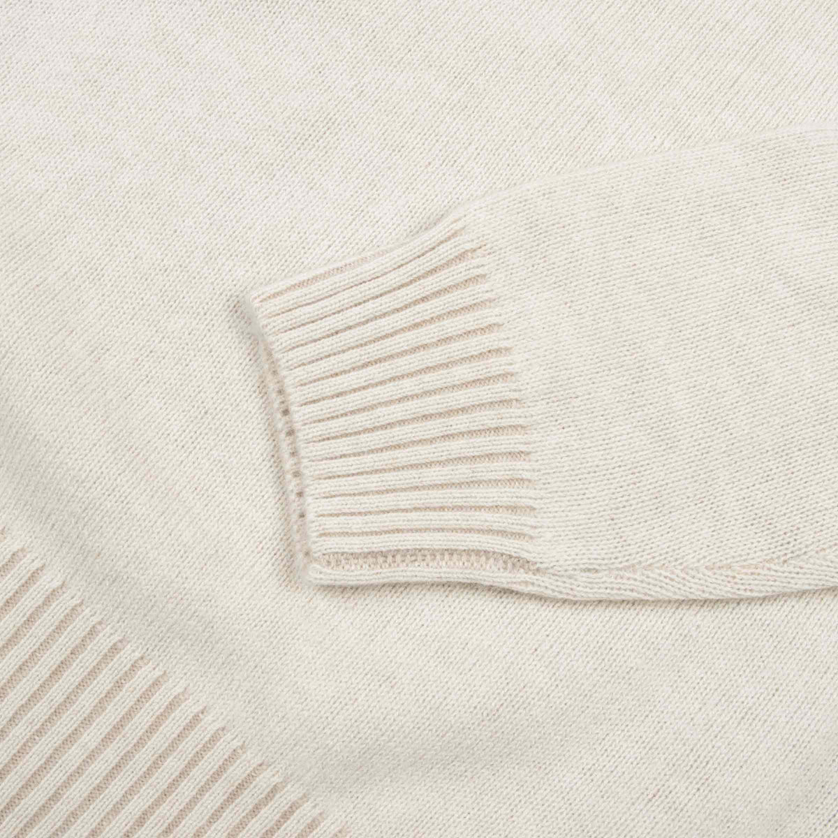 Moorer - Oatmeal ‘Fedro’ Knit Zip Neck Virgin Wool Sweater KNITWEAR MooRER