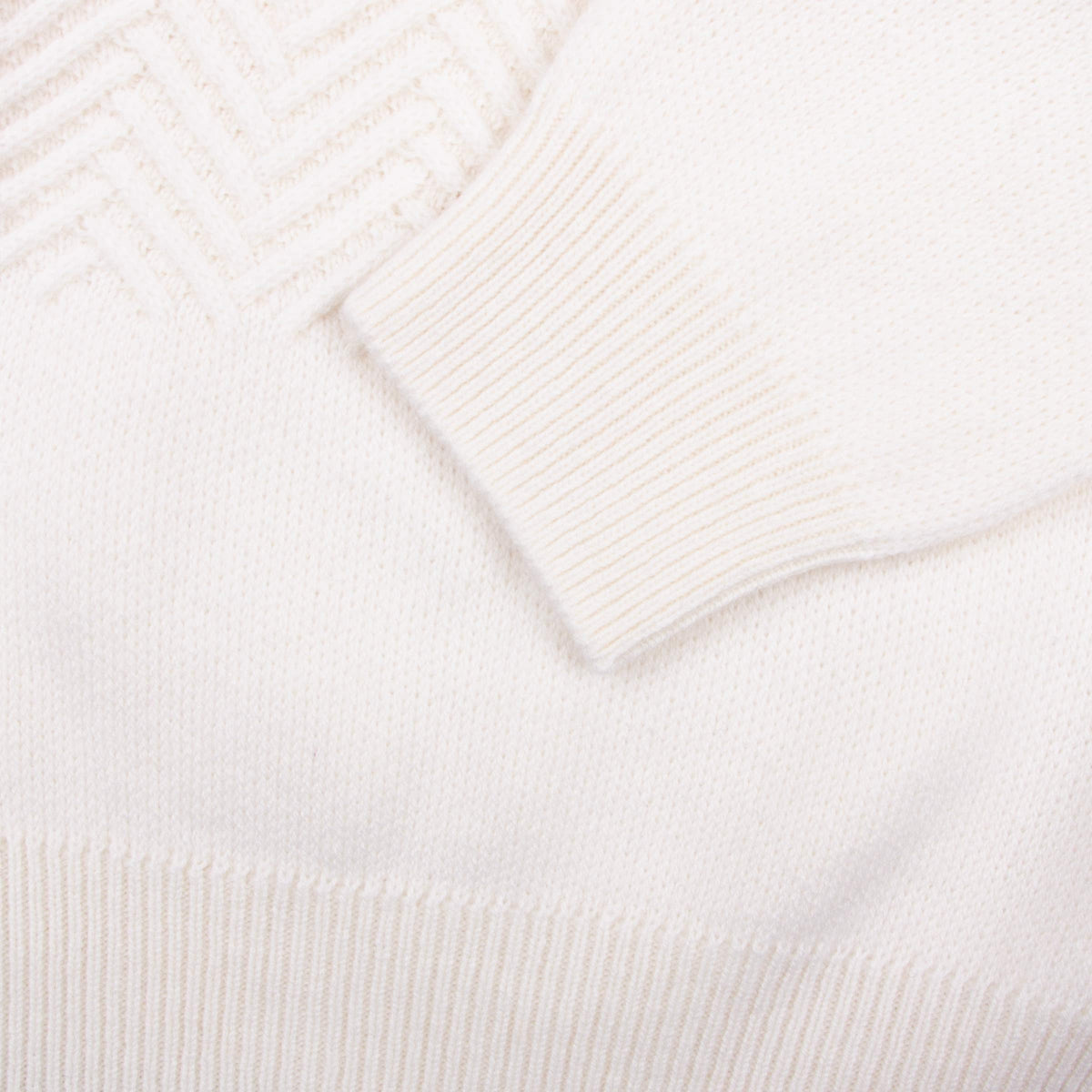 Moorer - White ‘Orvieto' Cable Knit Crew Neck Virgin Wool Sweater