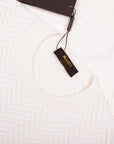 Moorer - White ‘Orvieto' Cable Knit Crew Neck Virgin Wool Sweater