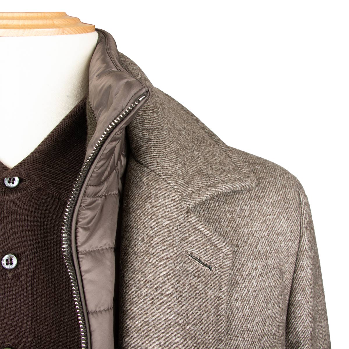 Moorer - Taupe ‘Monferrato’ Cashmere & Virgin Wool Longline Coat OVERCOATS MooRER