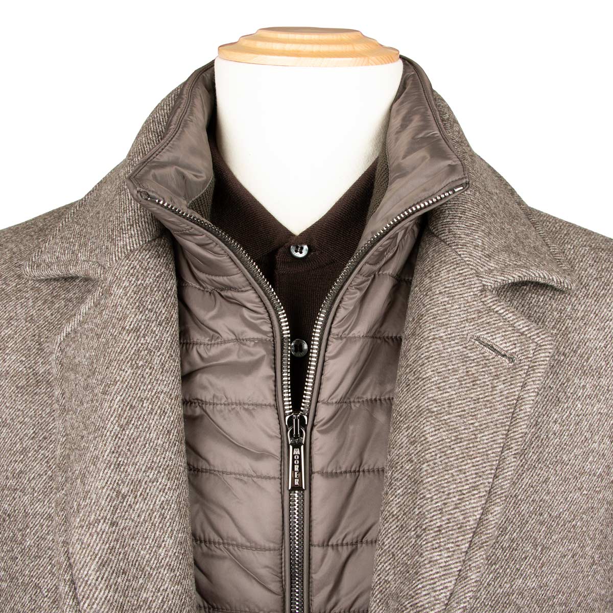 Moorer - Taupe ‘Monferrato’ Cashmere &amp; Virgin Wool Longline Coat OVERCOATS MooRER