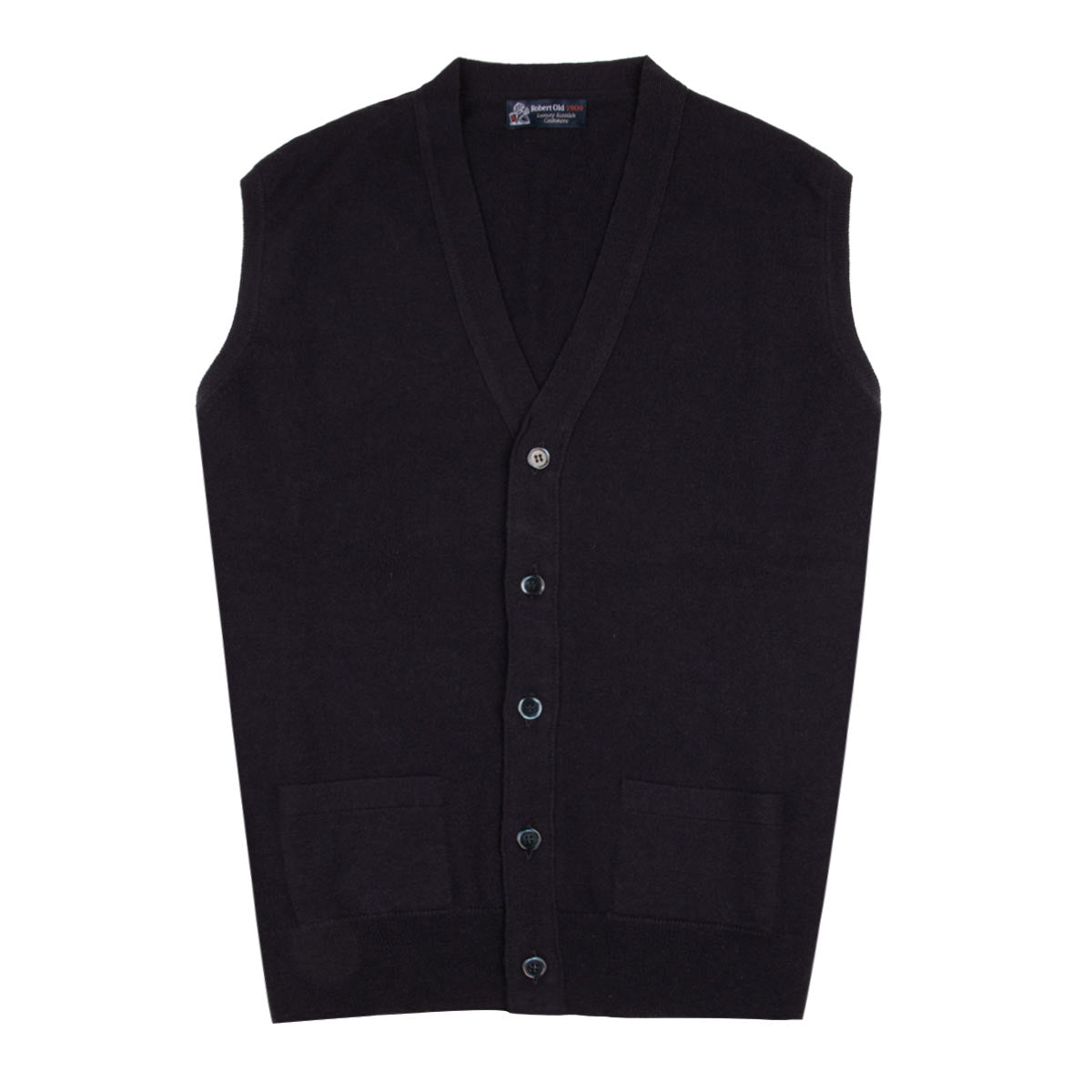 Robert Old - Dark Navy Beaulieu Cashmere Sleeveless Cardigan CASHMERE Robert Old