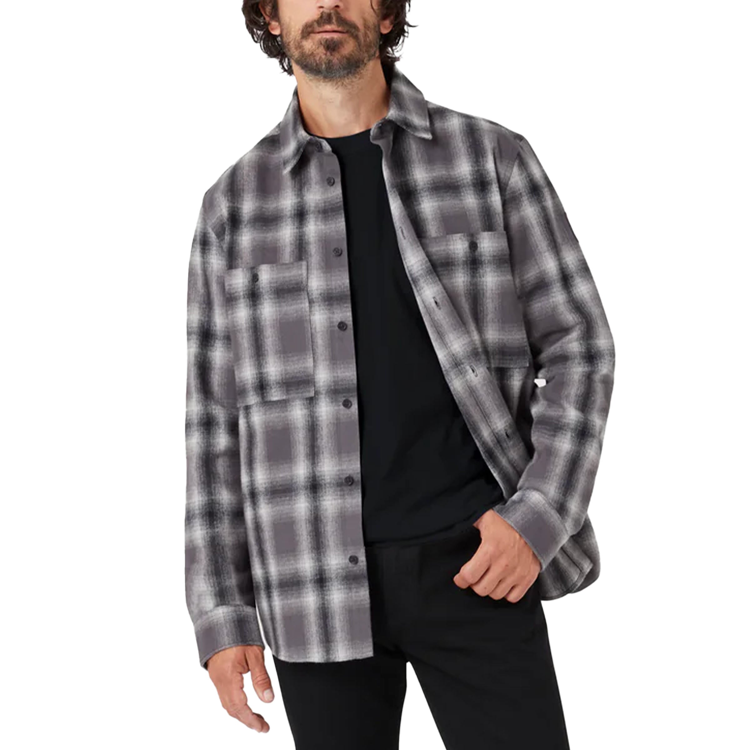 Belstaff - Black, Tornado & Cement Grey Check Outpost Flannel Shirt L/S SHIRTS Belstaff