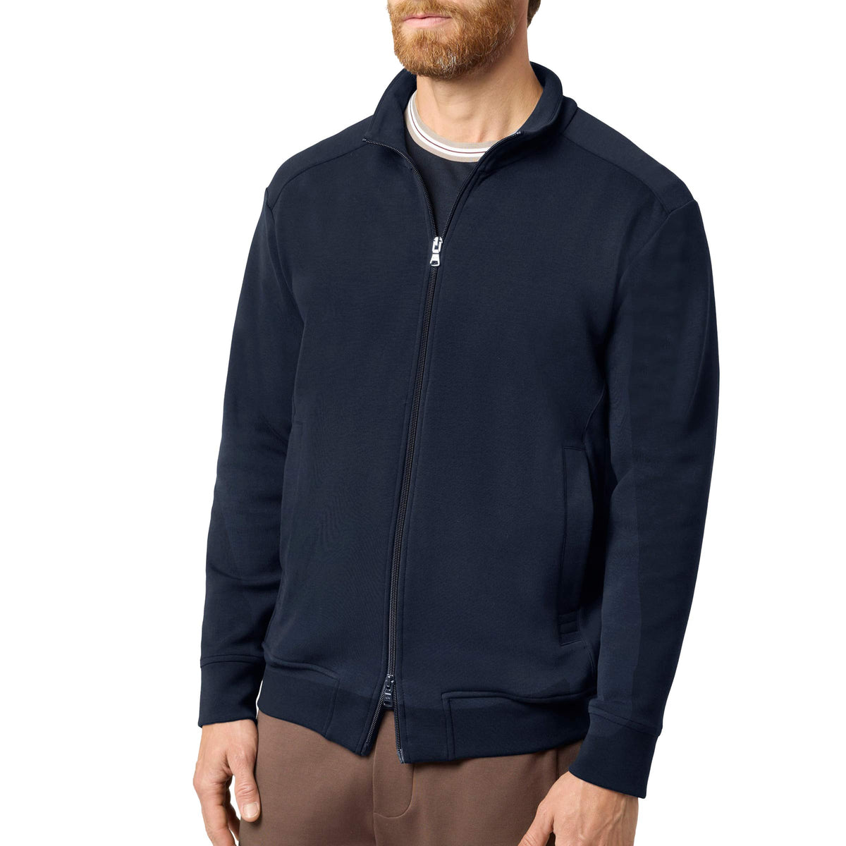 Paul &amp; Shark - Navy Active Fleece Cotton Zip-Up Sweatshirt
