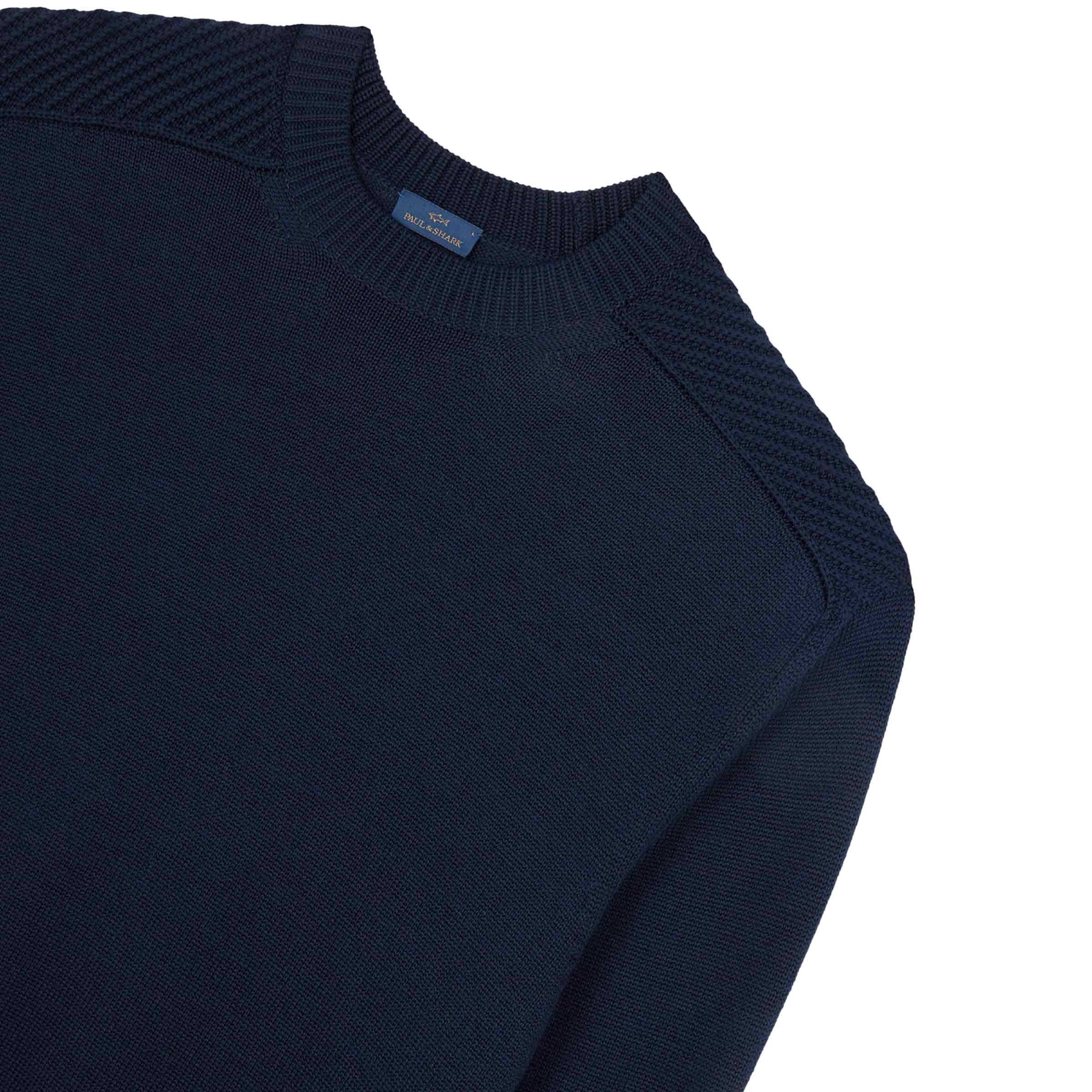 Paul &amp; Shark - Navy Soft Cool Touch Wool Crewneck Sweater KNITWEAR Paul &amp; Shark