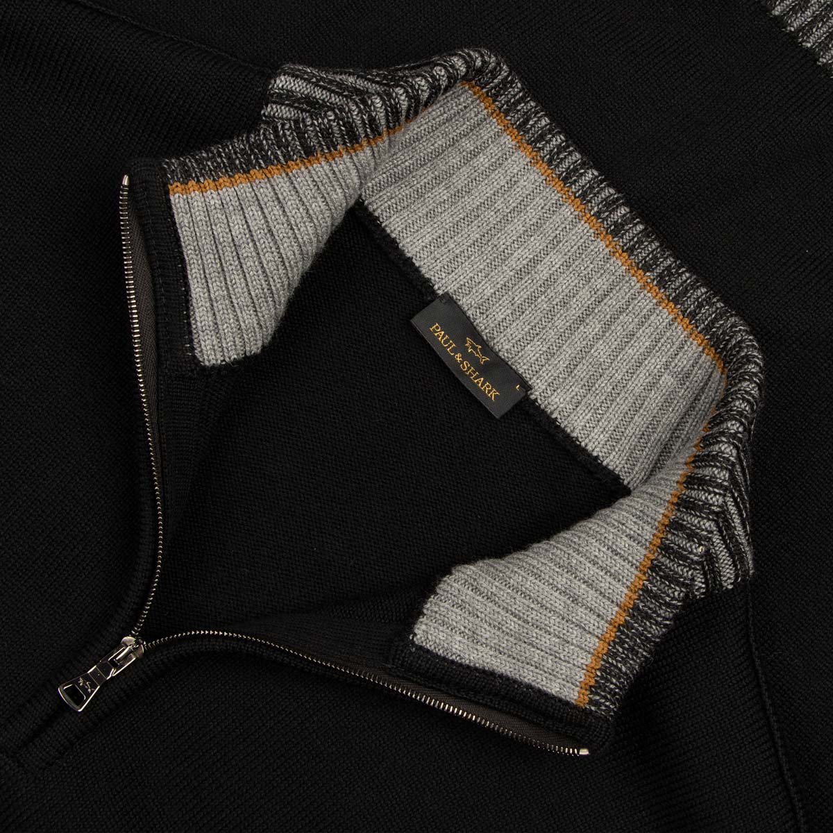 Paul & Shark - Black Soft Cool Touch Half Zip Wool Sweater KNITWEAR Paul & Shark