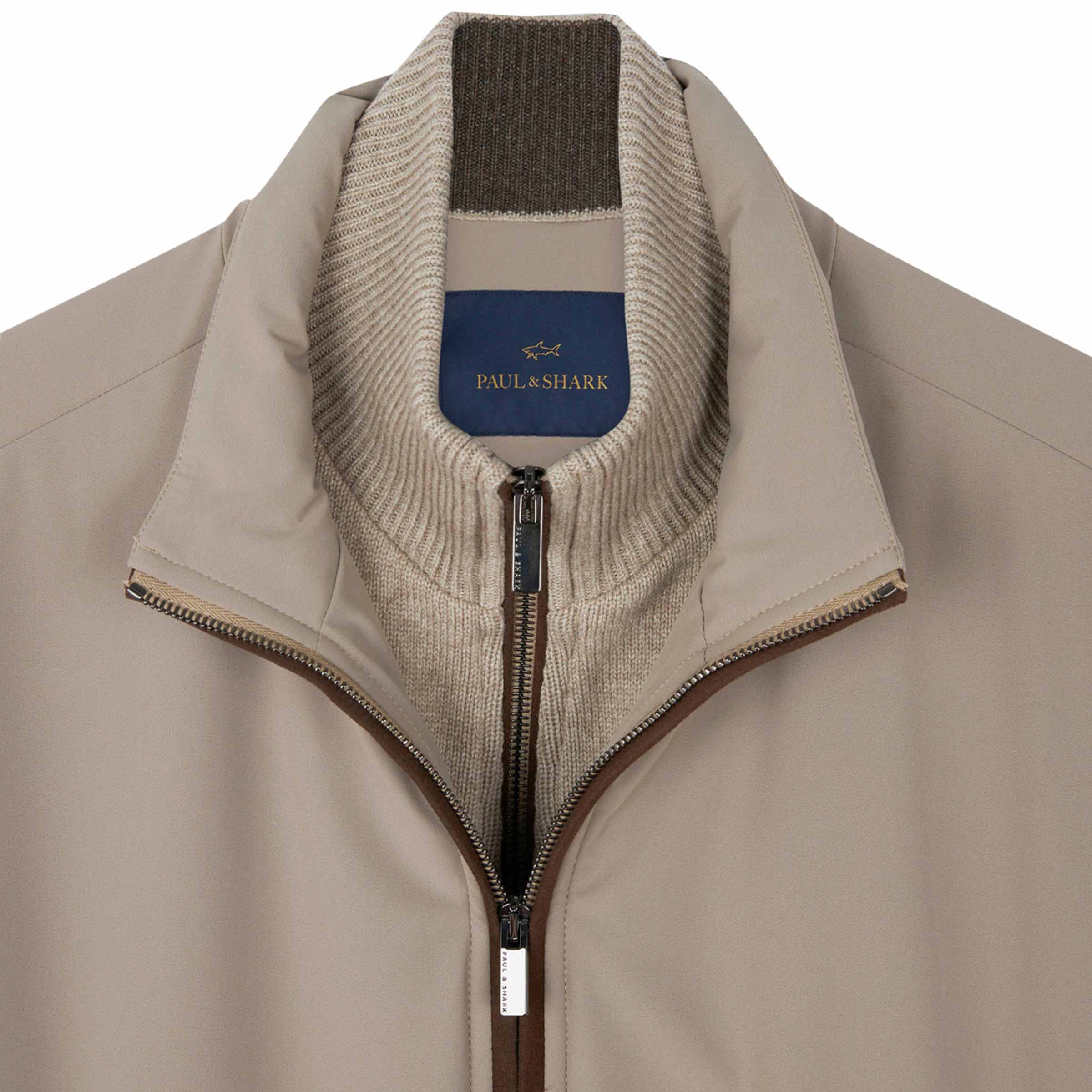Paul &amp; Shark - Beige Typhoon® Re-4x4 Wool &amp; Cashmere Jacket KNITWEAR Paul &amp; Shark