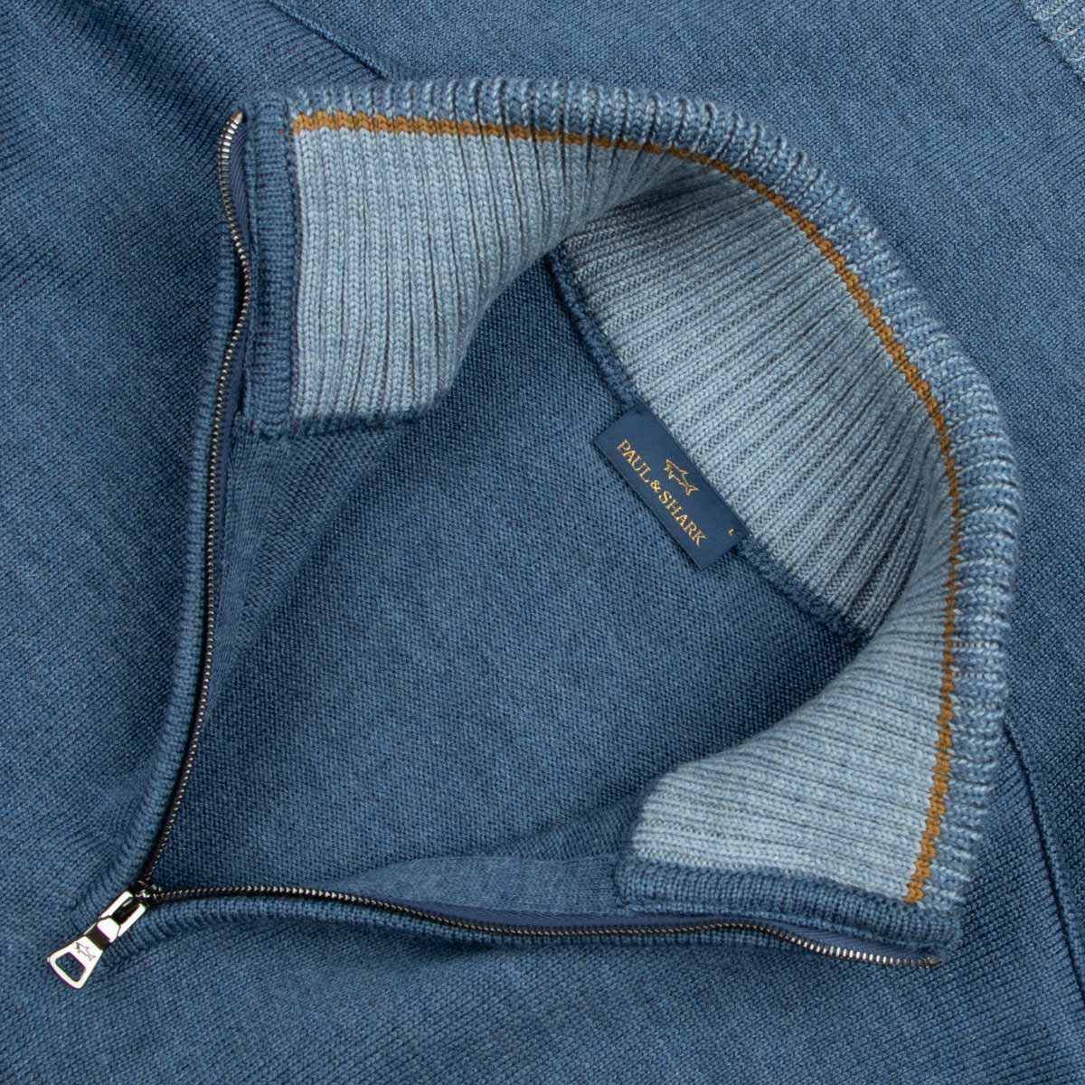 Paul & Shark - Blue Soft Cool Touch Half Zip Wool Sweater KNITWEAR Paul & Shark