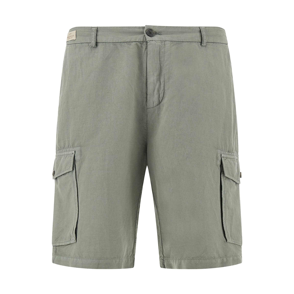 Paul & Shark - Agave Green Garment‑dyed Linen and Cotton Cargo Bermuda Shorts SHORTS Paul & Shark