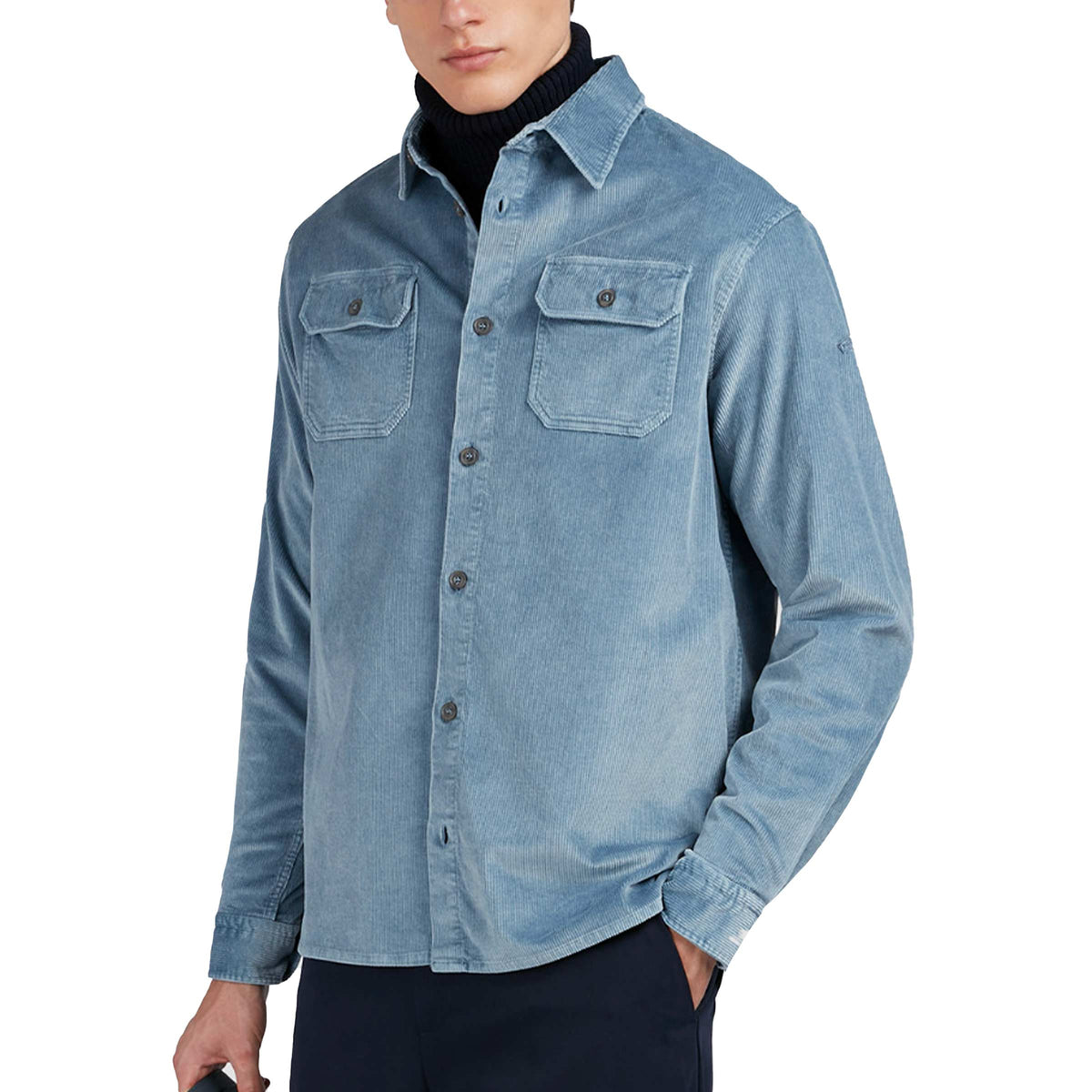 Paul & Shark - Flint Blue Velvet Cordurory Overshirt L/S SHIRTS Paul & Shark