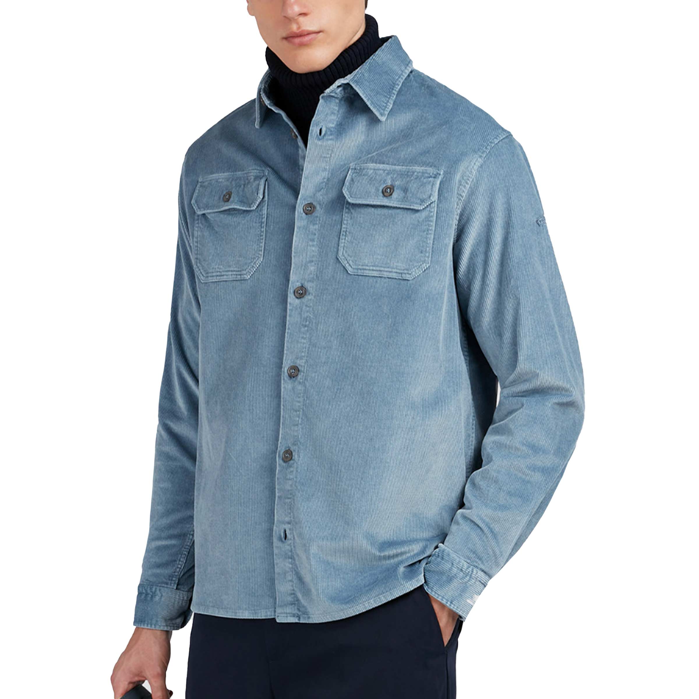 Paul and Shark - Flint Blue Velvet Cordurory Overshirt L/S SHIRTS Paul & Shark