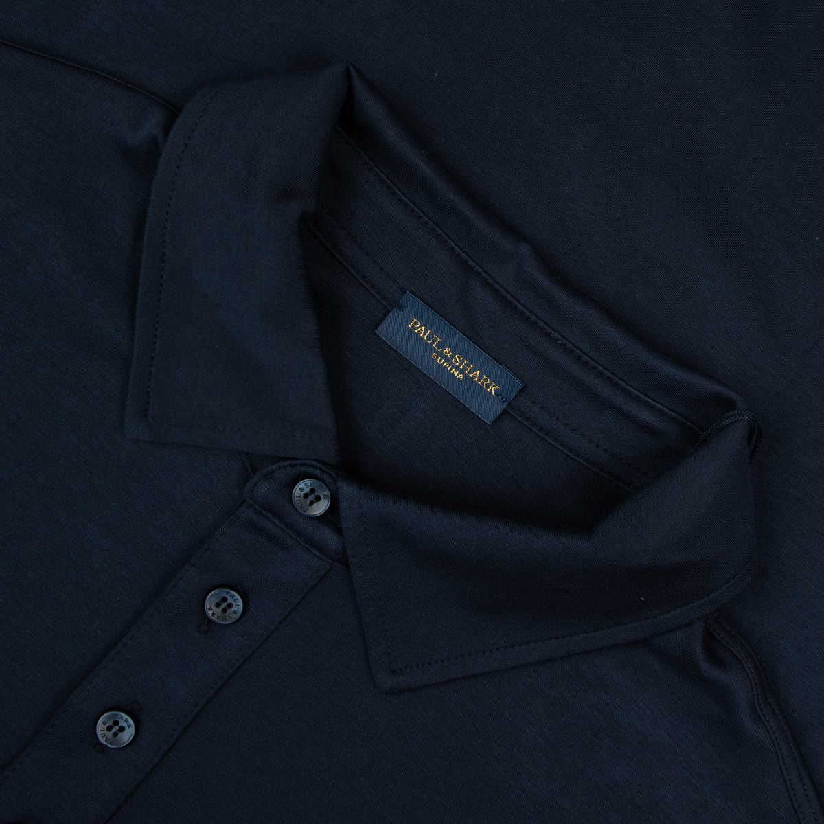 Paul &amp; Shark - Navy Supima Cotton Polo Long Sleeve Polo Shirt