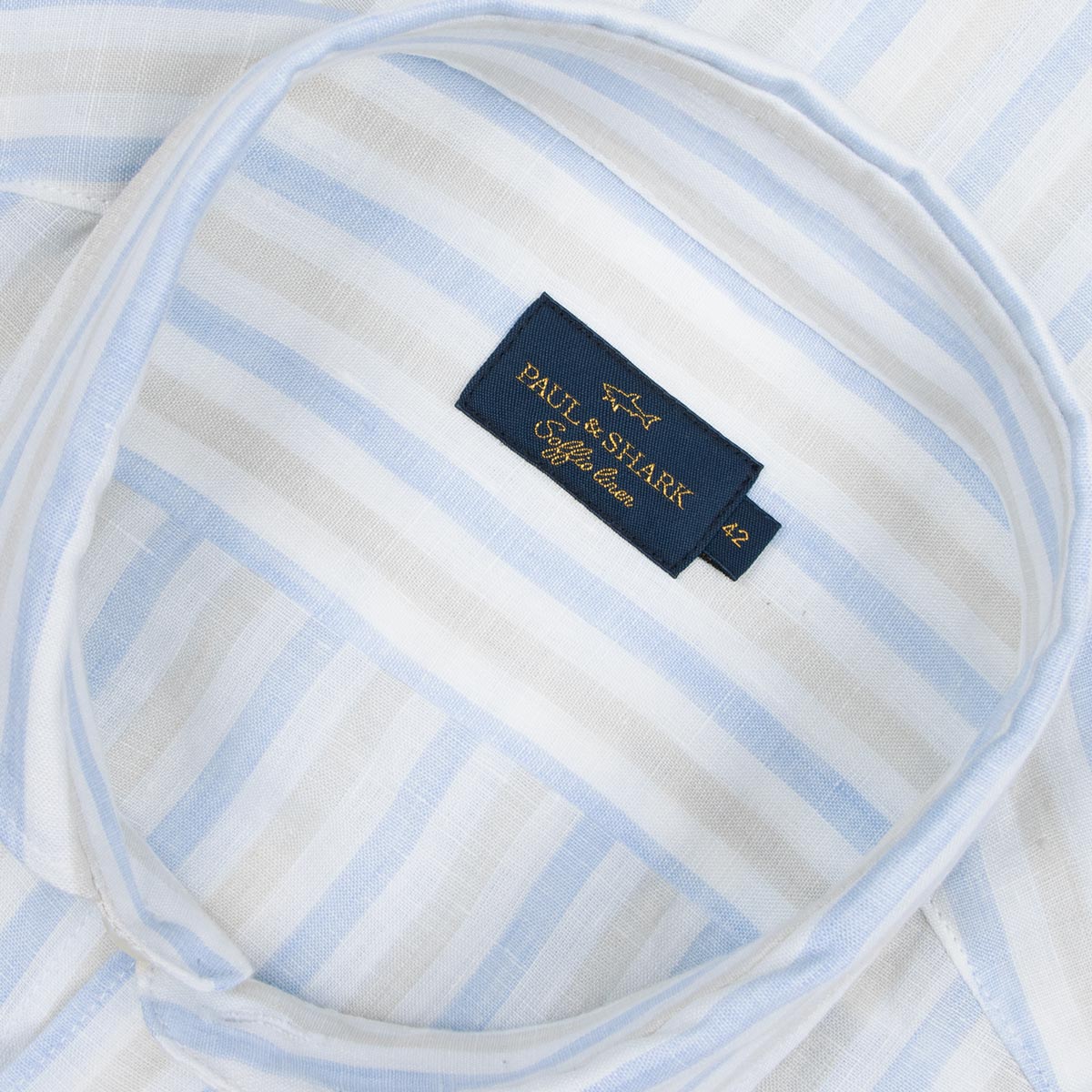 Paul & Shark - Beige and White Striped Soffio Linen Long Sleeve Shirt L/S SHIRTS Paul & Shark