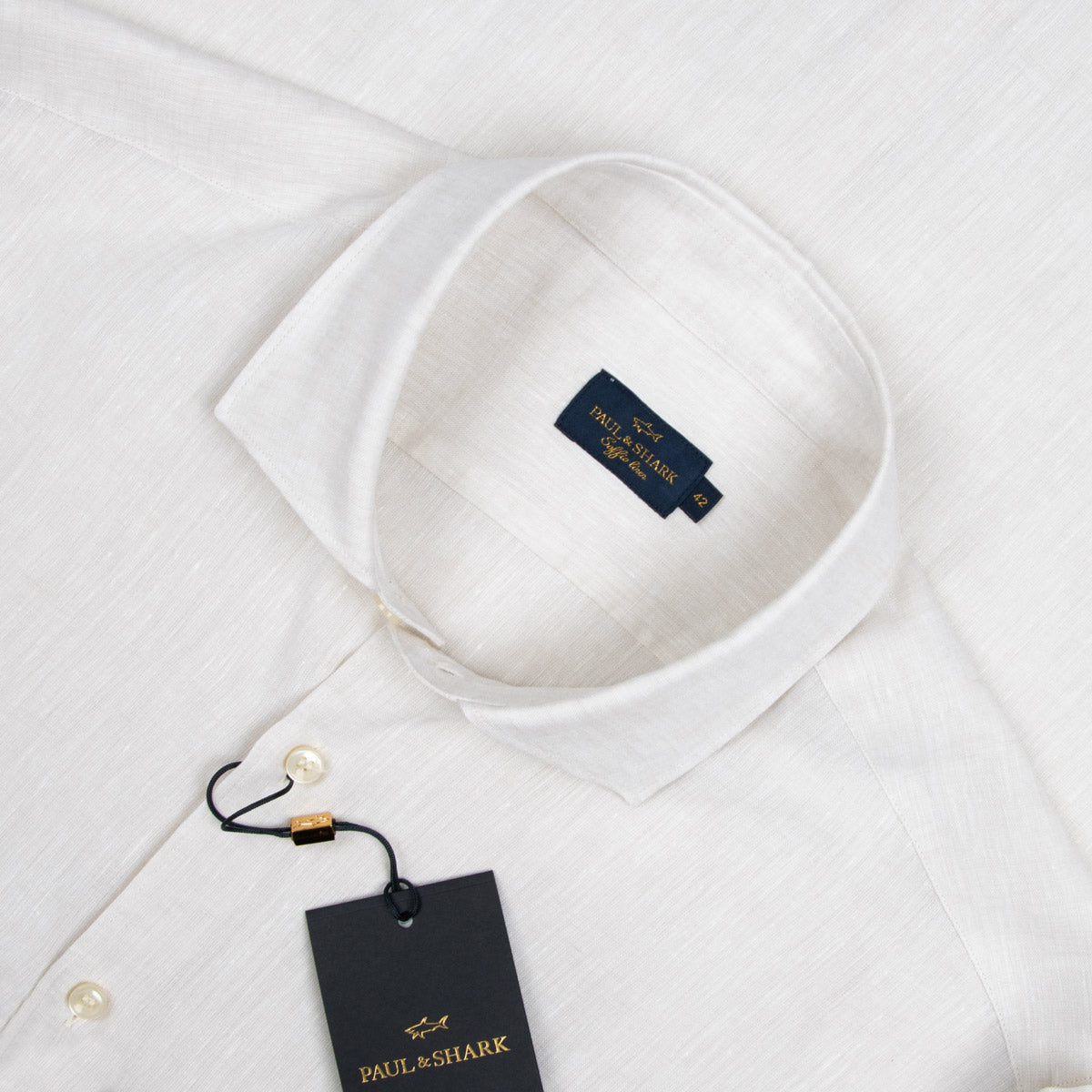 Paul &amp; Shark - Light Beige Soffio Linen Long Sleeve Shirt L/S SHIRTS Paul &amp; Shark