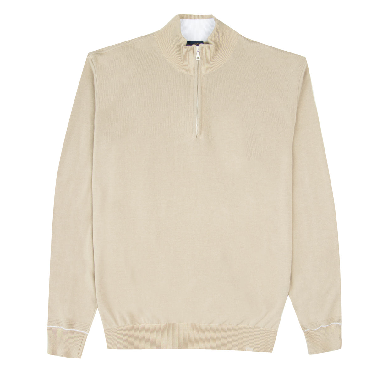 Paul & Shark - Beige Quarter Zip Cotton Knit Sweater KNITWEAR Paul & Shark