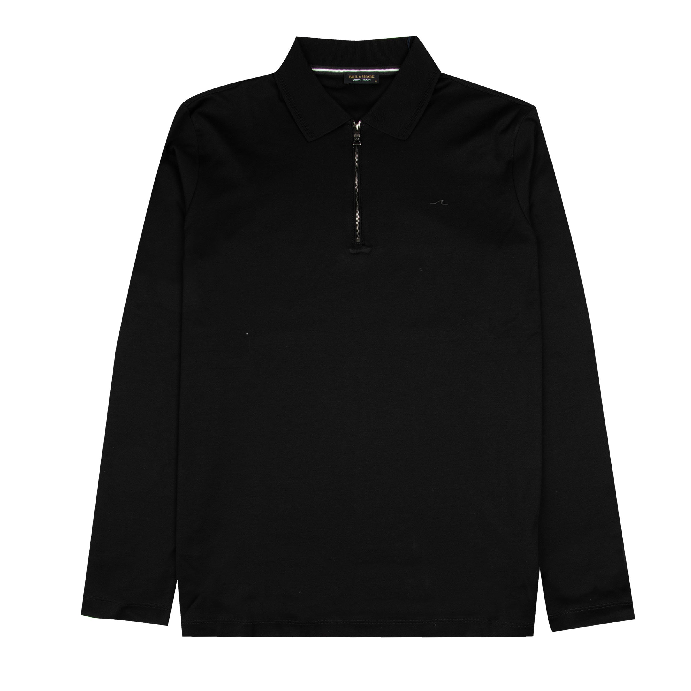 Paul &amp; Shark - Black Aqua Touch Long Sleeve Eyptian Cotton Zip Neck