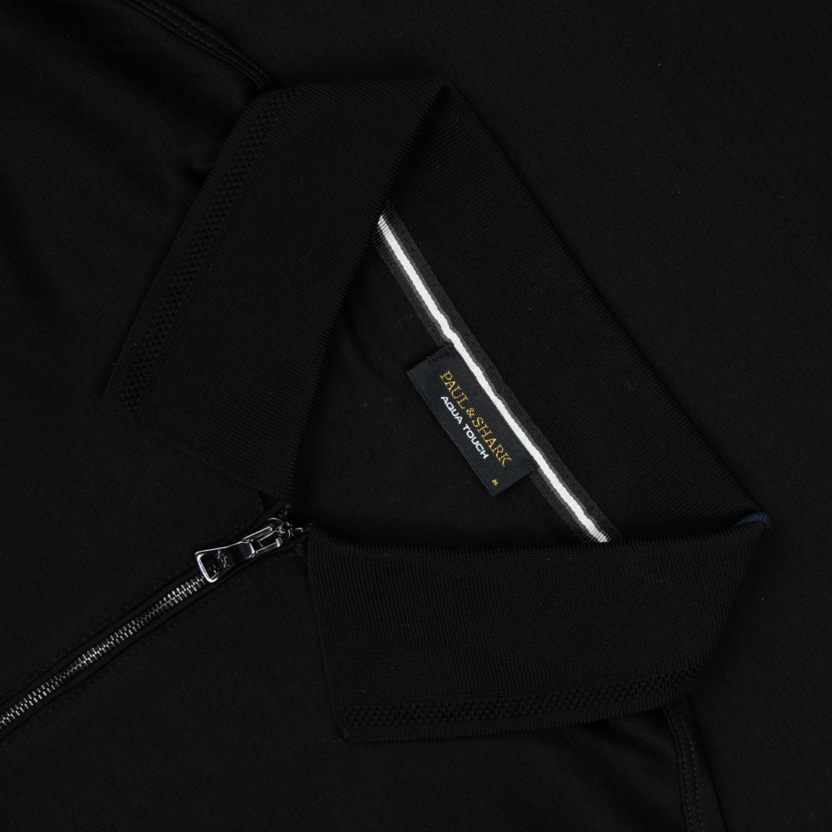Paul &amp; Shark - Black Aqua Touch Long Sleeve Eyptian Cotton Zip Neck