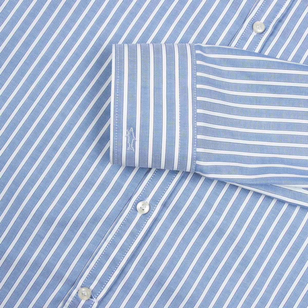 Paul & Shark - Blue & White Striped Oxford Cotton Long Sleeve Shirt L/S SHIRTS Paul & Shark