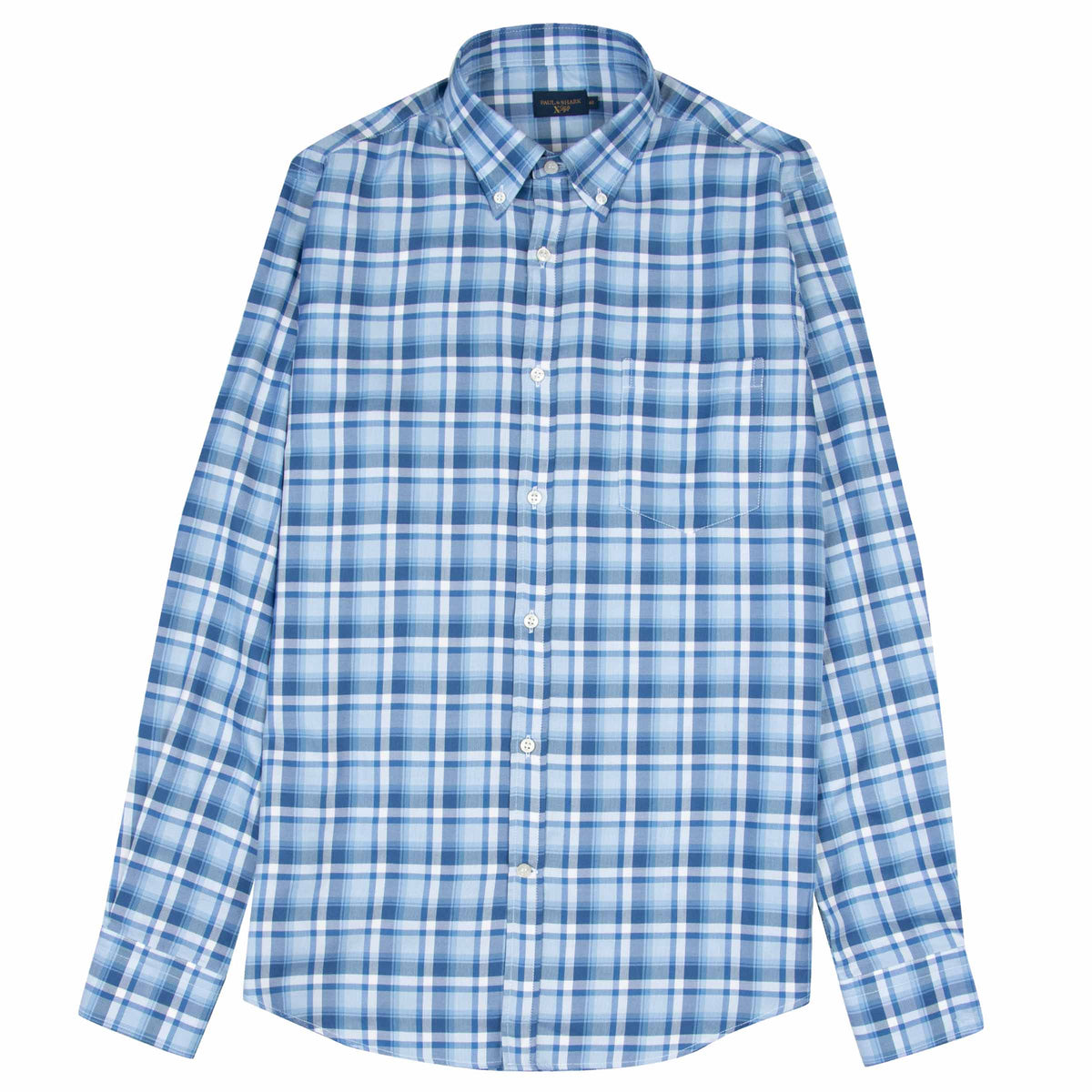 Paul & Shark - Blue & White Check Long Sleeve Cotton Shirt L/S SHIRTS Paul & Shark