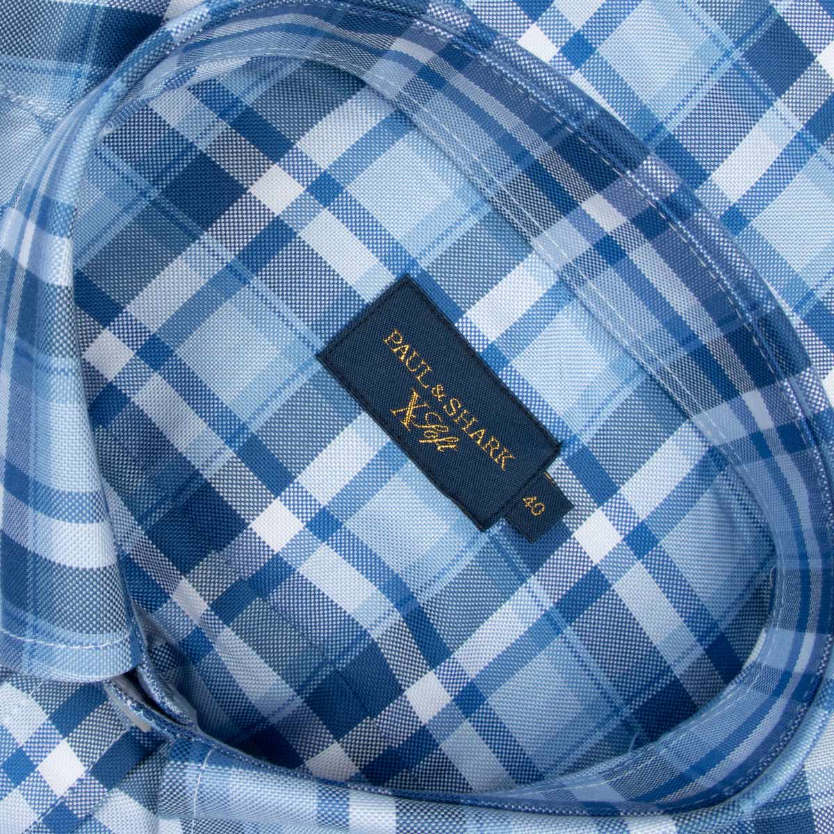 Paul &amp; Shark - Blue &amp; White Check Long Sleeve Cotton Shirt