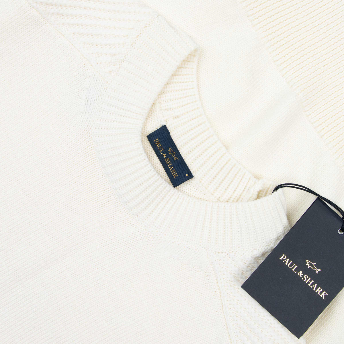 Paul & Shark - Cream Crew Neck Virgin Wool Sweater KNITWEAR Paul & Shark