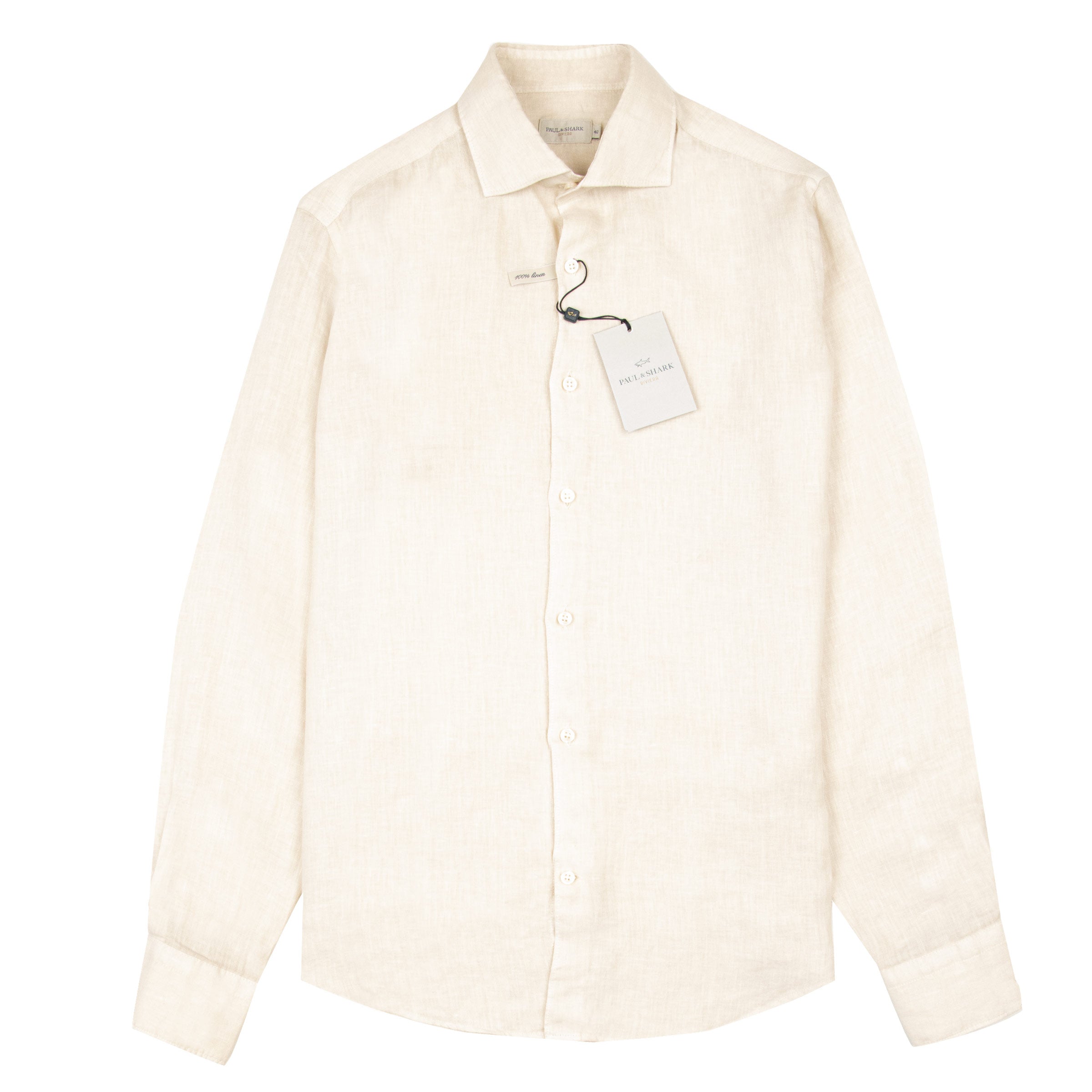 Paul &amp; Shark - Tan Riveria Pure Linen Long Sleeve Shirt L/S SHIRTS Paul &amp; Shark