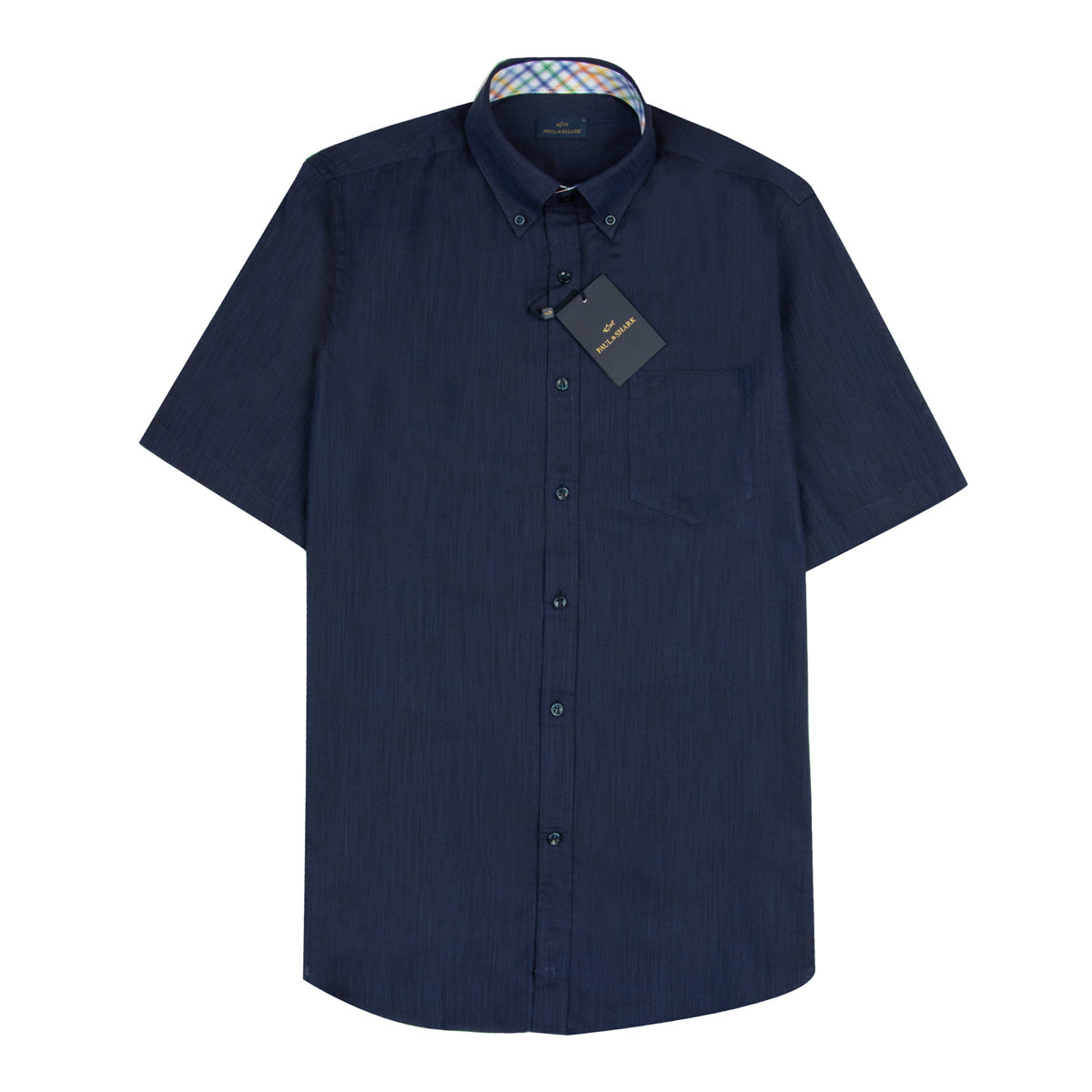 Paul &amp; Shark - Navy Contrast Linen Short Sleeve Shirt