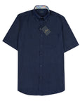 Paul & Shark - Navy Contrast Linen Short Sleeve Shirt