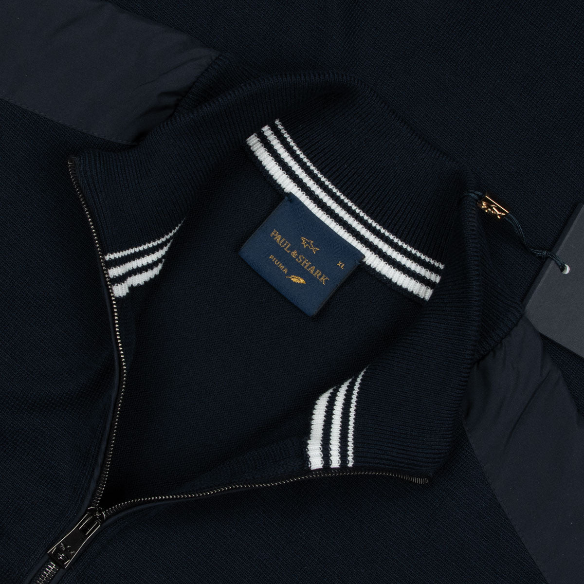Paul &amp; Shark - Navy Piuma Zip Neck Giza Cotton Sweater KNITWEAR Paul &amp; Shark