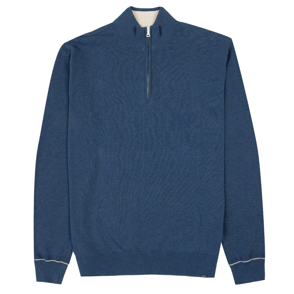 Paul & Shark - Blue Soft Half Zip Cotton Sweater KNITWEAR Paul & Shark