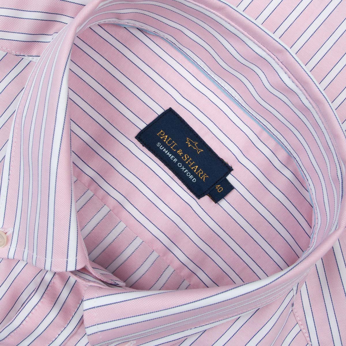Paul &amp; Shark - Pink &amp; White Striped Oxford Cotton Long Sleeve Shirt L/S SHIRTS Paul &amp; Shark