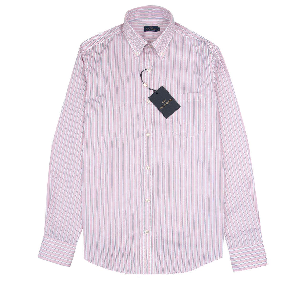 Paul &amp; Shark - Pink &amp; White Striped Oxford Cotton Long Sleeve Shirt L/S SHIRTS Paul &amp; Shark