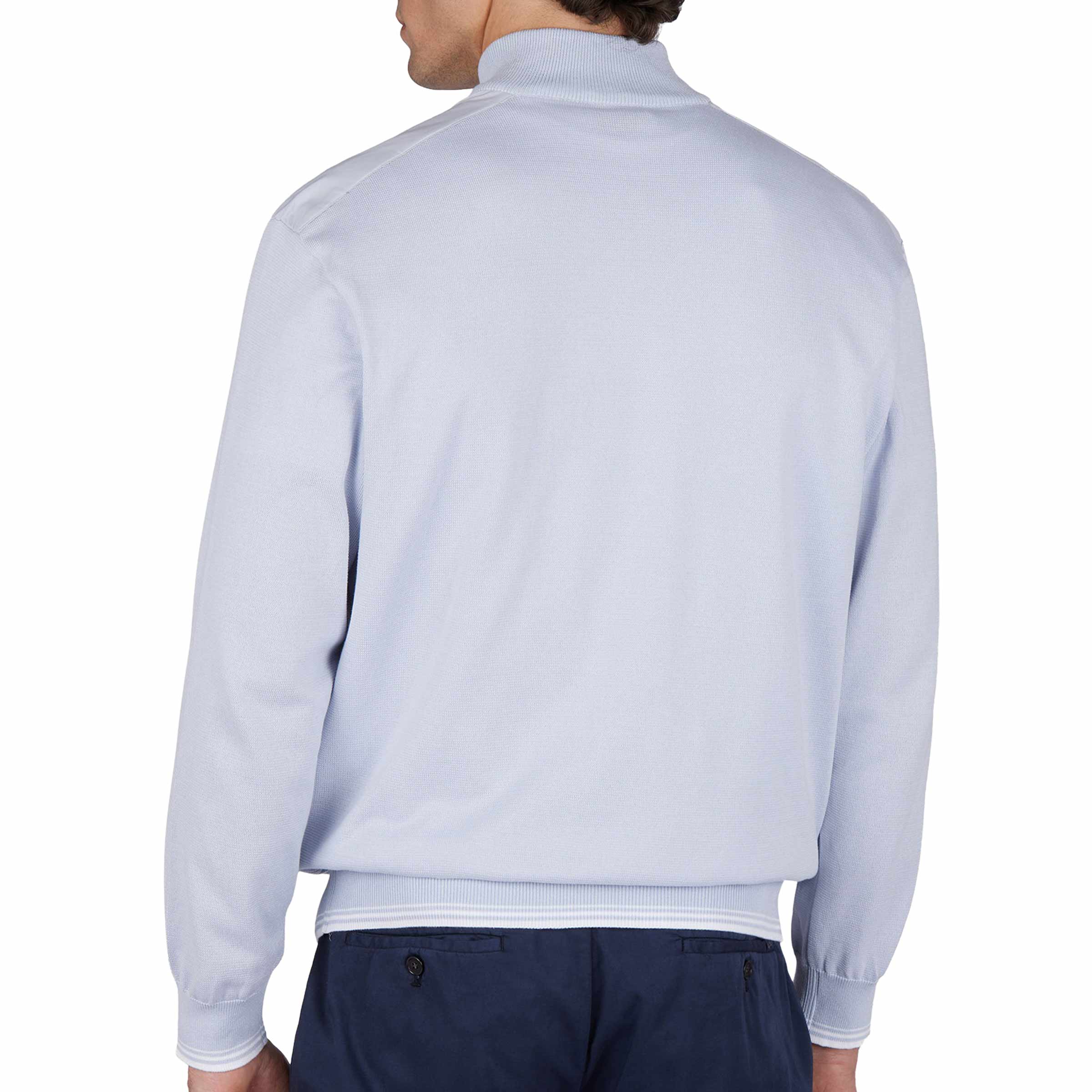 Paul & Shark - Skyride Blue Piuma cotton with Typhoon® details Half‑zip sweater KNITWEAR Paul & Shark