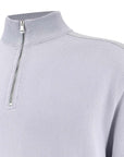 Paul & Shark - Skyride Blue Piuma cotton with Typhoon® details Half‑zip sweater KNITWEAR Paul & Shark