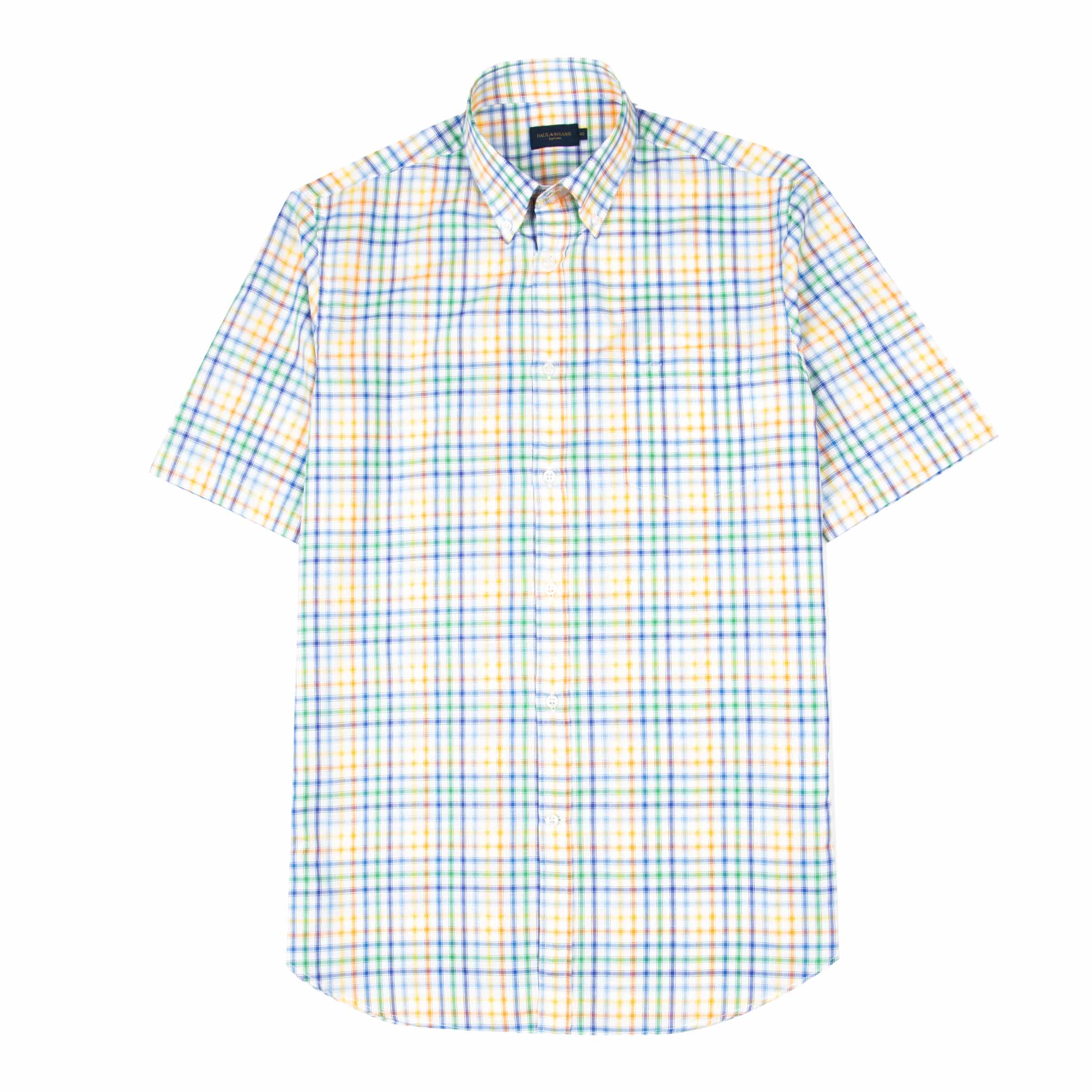 Paul &amp; Shark - Multi Coloured Checked Supima Cotton Short Sleeve Shirt S/S SHIRTS Paul &amp; Shark