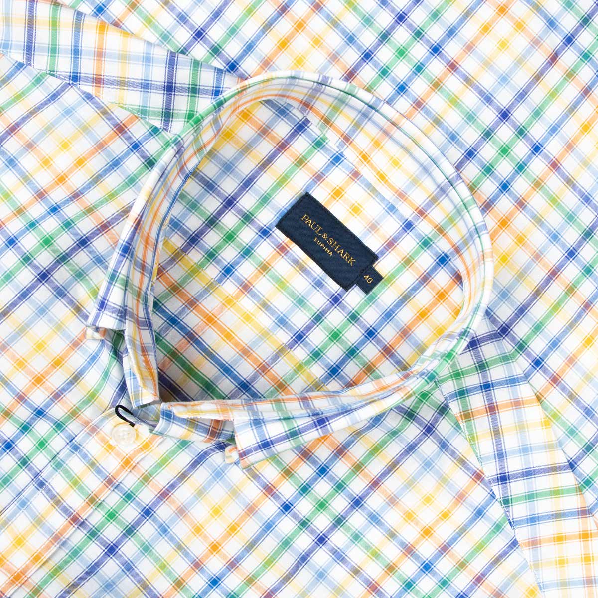Paul &amp; Shark - Multi Coloured Checked Supima Cotton Short Sleeve Shirt S/S SHIRTS Paul &amp; Shark