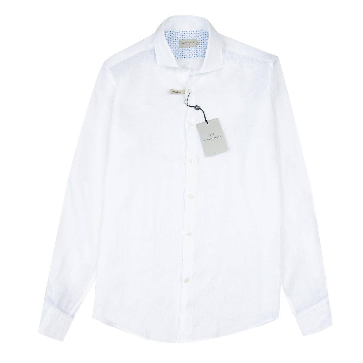 Paul & Shark - White Contrast Riveria Pure Linen Long Sleeve Shirt L/S SHIRTS Paul & Shark