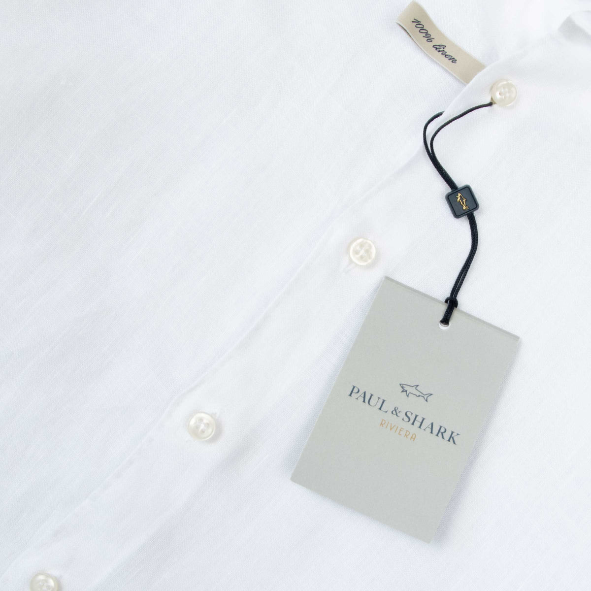 Paul &amp; Shark - White Contrast Riveria Pure Linen Long Sleeve Shirt L/S SHIRTS Paul &amp; Shark