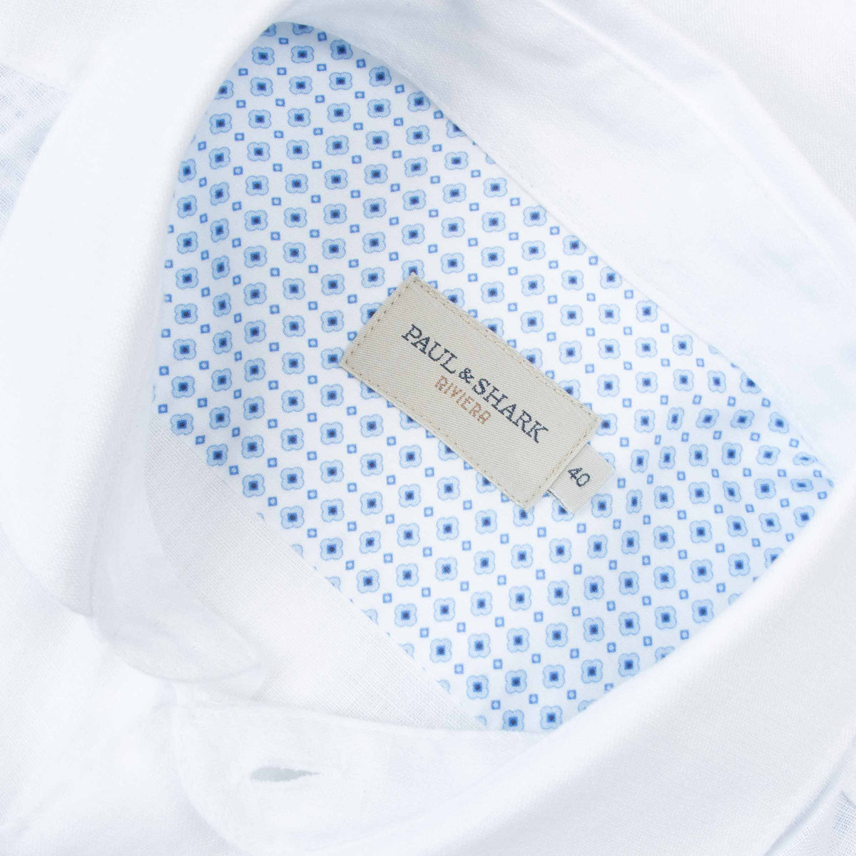 Paul & Shark - White Contrast Riveria Pure Linen Long Sleeve Shirt L/S SHIRTS Paul & Shark