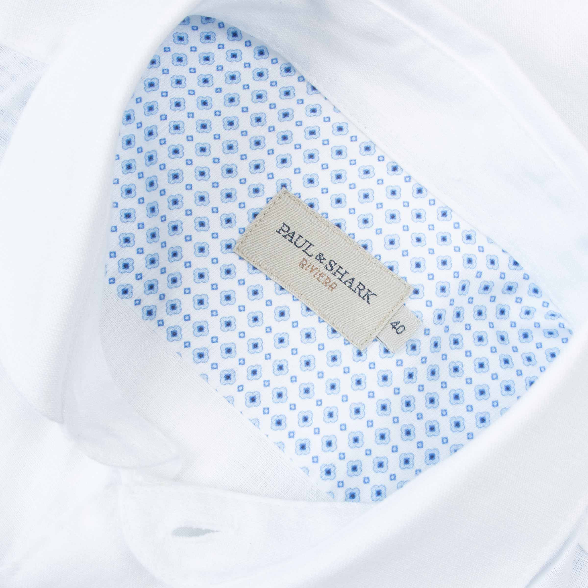 Paul &amp; Shark - White Contrast Riveria Pure Linen Long Sleeve Shirt L/S SHIRTS Paul &amp; Shark