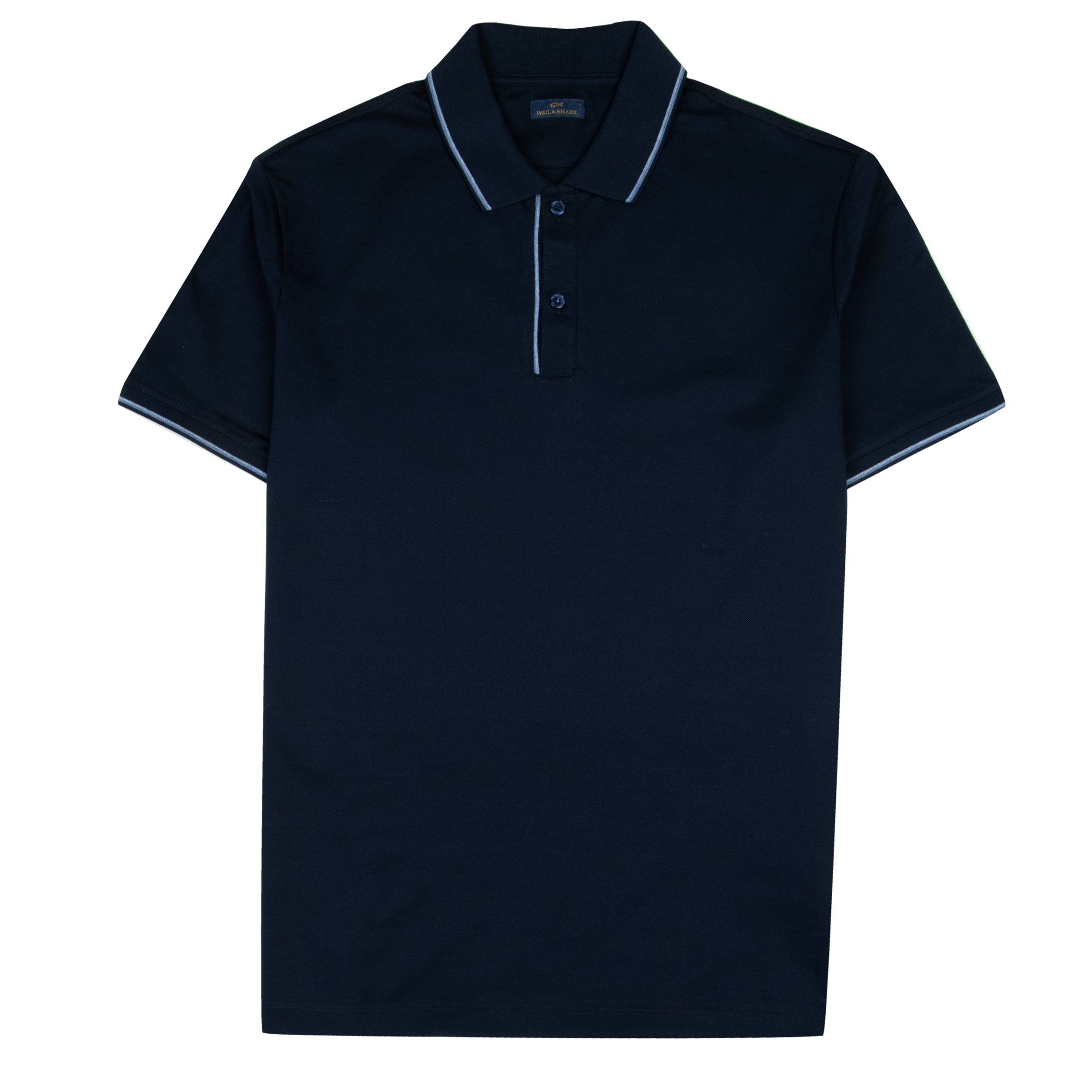 Paul &amp; Shark - Navy Contrast Cotton Piqué Polo Shirt S/S POLOS Paul &amp; Shark
