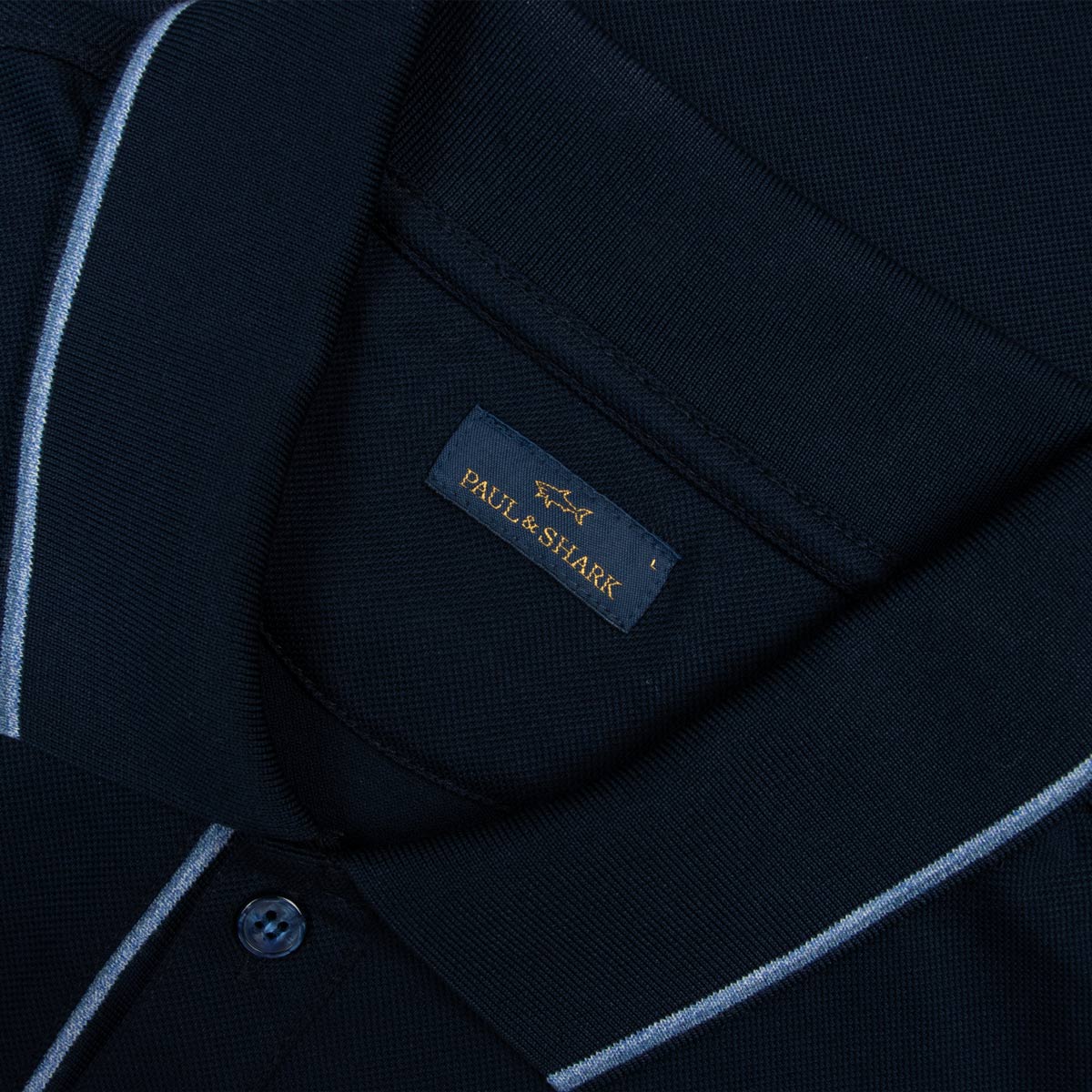 Paul &amp; Shark - Navy Contrast Cotton Piqué Polo Shirt S/S POLOS Paul &amp; Shark