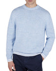 Paul & Shark - Bright white/Blissful Blue Piuma Cotton Crew‑neck Sweater KNITWEAR Paul & Shark